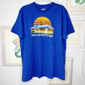 Blockbuster Storefront “Make It A Blockbuster Night” Blue Tee Women’s Large